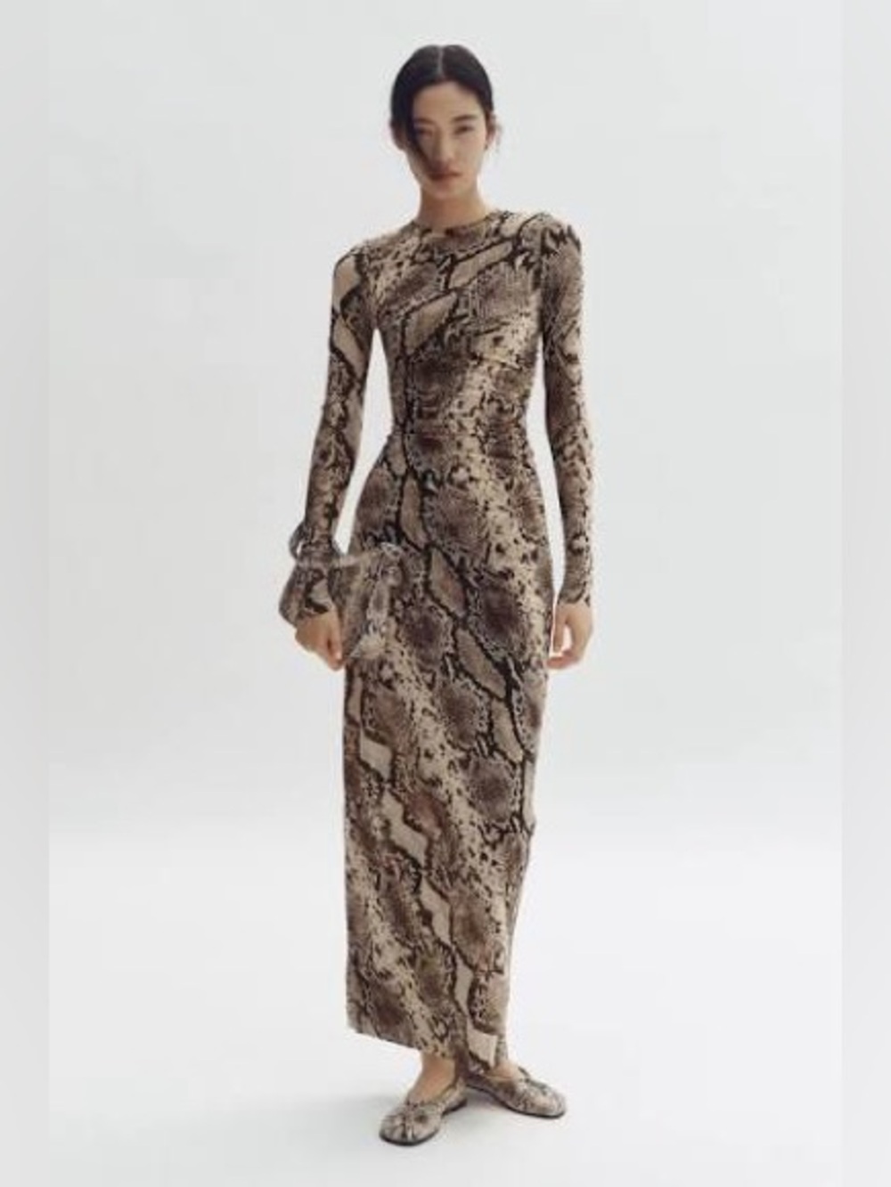 Stella McCartney x H&M Snake-Print Long Sleeve Maxi Dress NEW